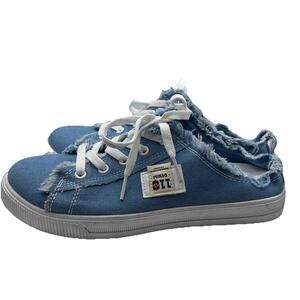 110 Women's 6.5 Slip On Slide Clogs Sneaker's Style Blue Denim Shoes